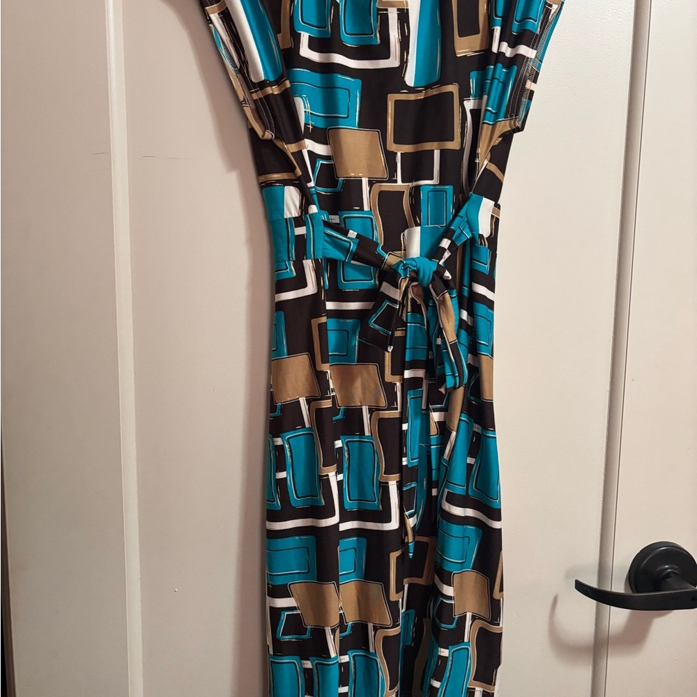 3sixteen Teal, Black & Gold Geometric Midi Dress - Picture 5 of 6